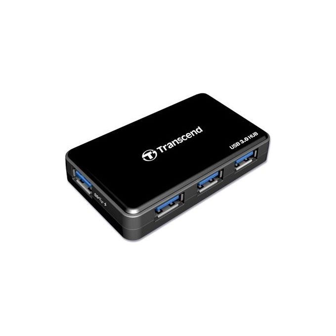 Transcend TS-HUB3K HUB3 Hub USB 4 Porte USB 3.2 Gen 1 SuperSpeed 5 Gbps Ricarica Rapida 2A colore Nero