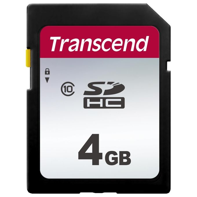 Transcend TS4GSDC300S SDHC 300S Scheda di Memoria 4 GB Classe 10 UHS-I V30 Velocita' Lettura 20 MB-s Scrittura 10 MB-s colore Nero
