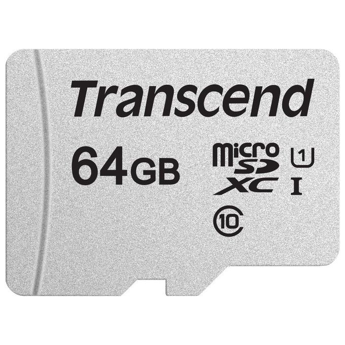 Transcend TS64GUSD300S 300S Scheda di memoria microSDXC 64 GB Classe 10 UHS-I U1 A1 velocita' lettura 95 MB-s scrittura 45 MB-s colore Argento Transcend TS64GUSD300S 300S Scheda di memoria microSDXC 64 GB Classe 10 UHS-I U1 A1 velocita' lettura 95 MB-s scrittura 45 MB-s colore Argento