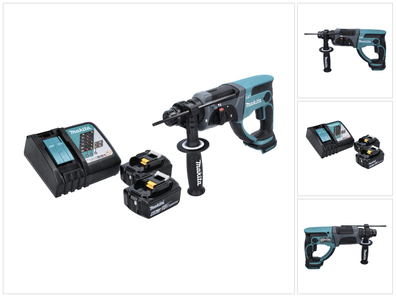 Trapano A Batteria Makita Dhr 202 Rg 18 V 2,0 J Sds Plus + 2x Batterie 6,0 Ah + Caricabatterie Trapano A Batteria Makita Dhr 202 Rg 18 V 2,0 J Sds Plus + 2x Batterie 6,0 Ah + Caricabatterie