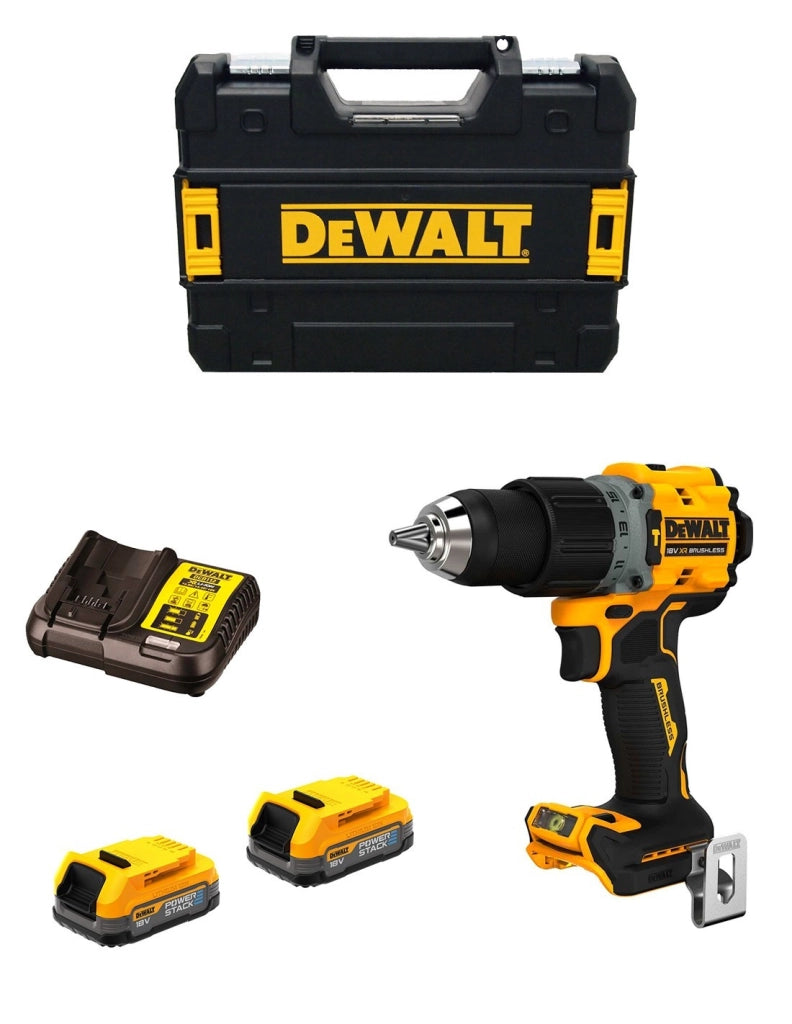 Trapano a Percussione DeWALT DCD805E2T (2 x 1,7 Ah Powerstack + DCB112 + TSTAK II)