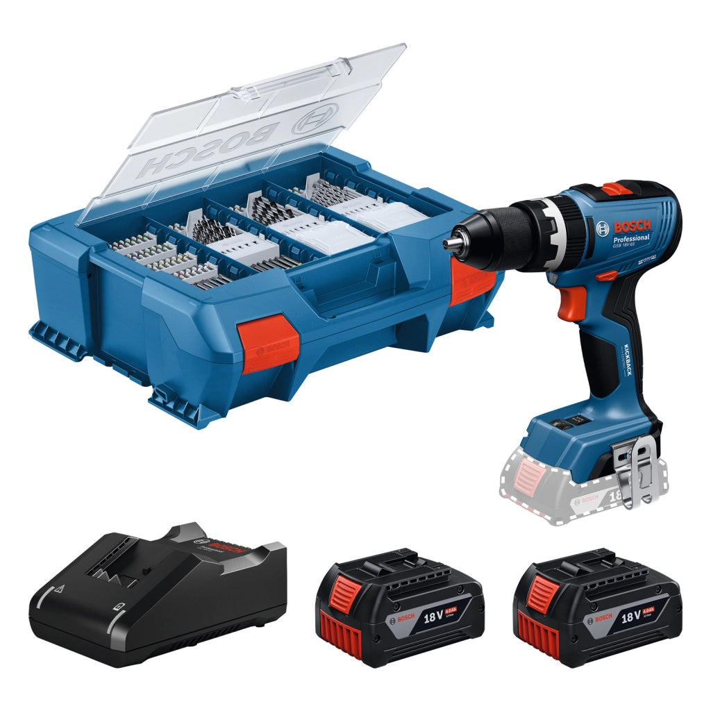 Trapano Avvitatore a Percussione Bosch GSB 18V-65 Brushless 18V 2 Batterie 4,0Ah