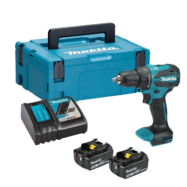 Trapano avvitatore Makita DHP490RFJ 18V LXT brushless 65 Nm + 2 batterie 3.0Ah