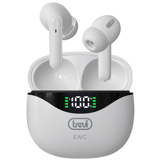 Trevi Cuffie Auricolari Wireless Bluetooth HMP 12E40, Bianco Trevi Cuffie Auricolari Wireless Bluetooth HMP 12E40, Bianco