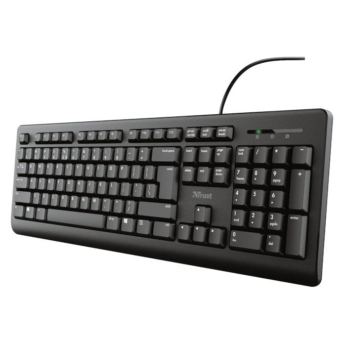 Trust 8713439239843 TK-150 Tastiera Cablata Silenziosa Layout UK 104 Tasti con Tastierino Numerico Resistente agli Schizzi Cavo 180 cm colore Nero Trust 8713439239843 TK-150 Tastiera Cablata Silenziosa Layout UK 104 Tasti con Tastierino Numerico Resistente agli Schizzi Cavo 180 cm colore Nero
