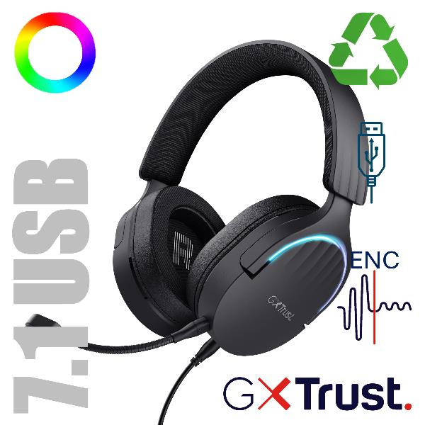 Trust - Cuffie Gamer Gxt490 Fayzo 7.1 Usb-black
