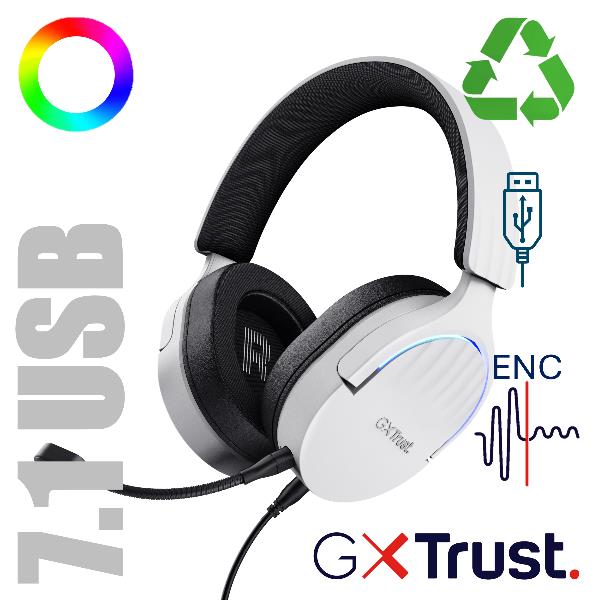 Trust - Cuffie Pc Gxt490w Fayzo 7.1 Usb-white