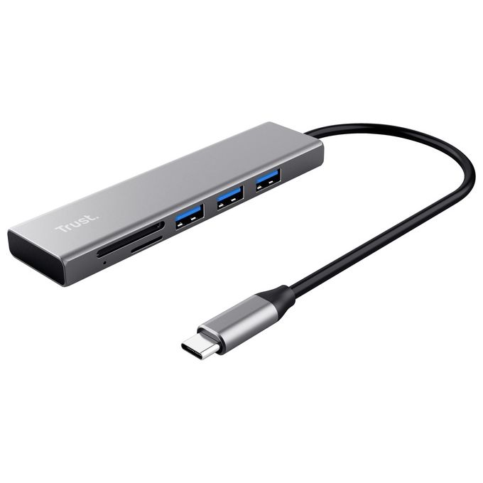 Trust - Halyx Fast Usb-c Hub & Card Reader-grey