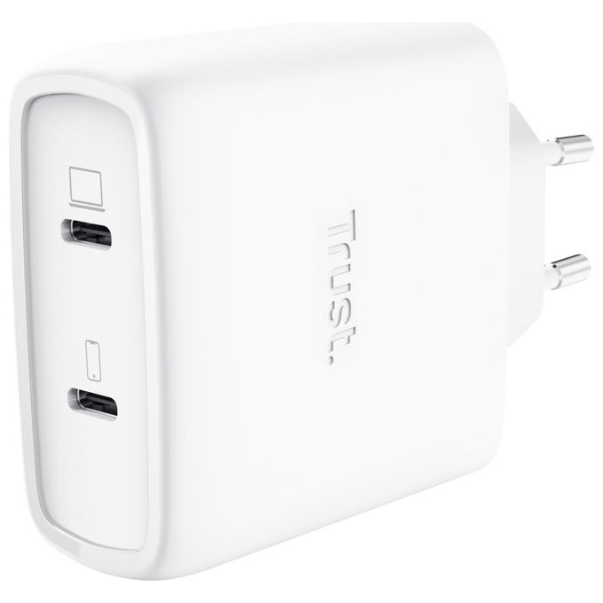 Trust - Maxo 65w 2p Usb-c Gan Charger-white
