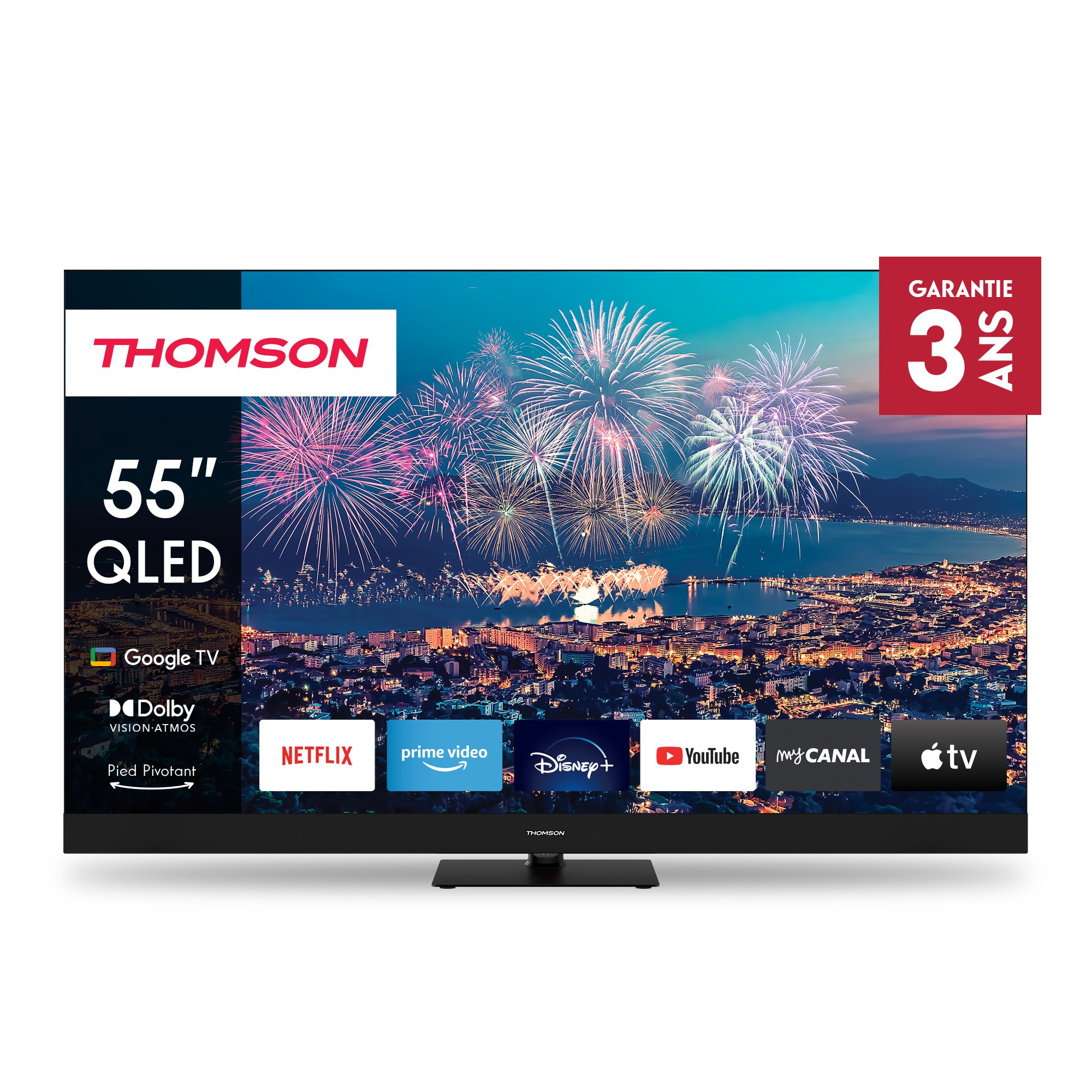 Tv 55 Thomson Uhd Smart 4K Qled Piee Google Tv Front Speaker