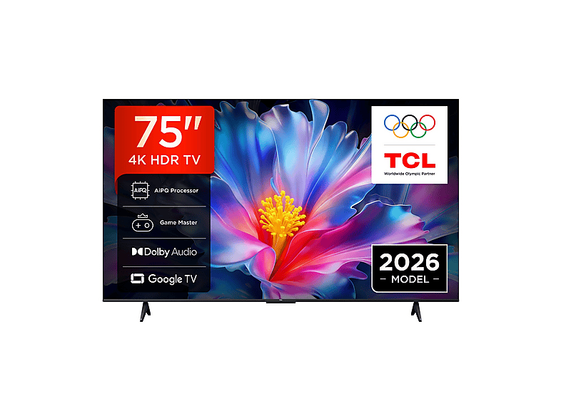 TV TCL 75P6L, Smart 75, 4K HDR, Direct LED, Google TV, HDR10, Dolby Audio, Game Master, VRR, Assistant & Alexa, AirPlay 2