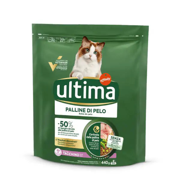 Ultima Cat Adult Hairball Palline di pelo con tacchino 440 gr - Croccantini per gatti - 1° ORDINE? scegli tra BZR5 - BZR20 + 200 pt fedeltà