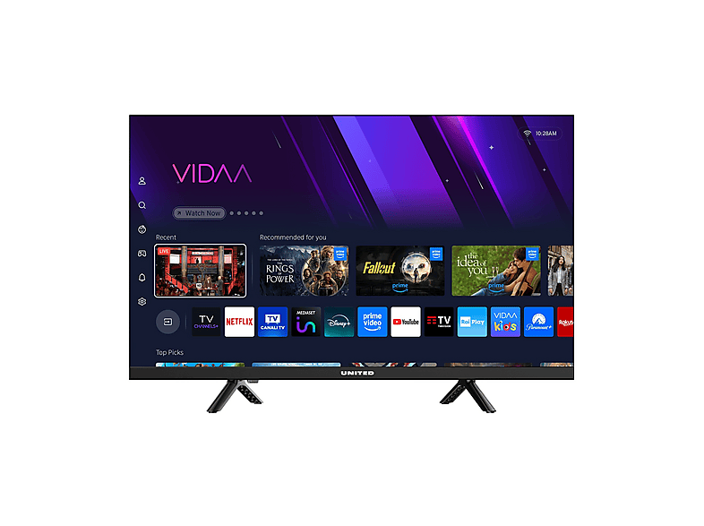 UNITED UNLED24M10VDA TV LED, SMART TV, 24 ", HD, Processore Quad Core CA53, Classe E