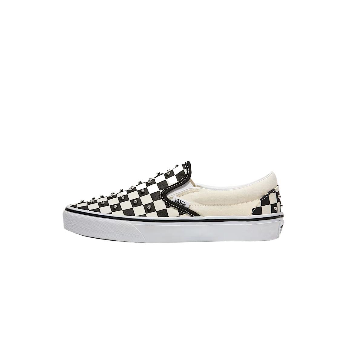 Vans Classic Slip-On Moda Comode Trendy Semplici Resistenti Scarpe da Skate Basse Unisex Sneaker Nero Bianco VN000D6YCJK 38 black