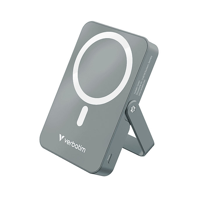 Verbatim 32268 Powerbank Charge 'n' Go Wireless 10000 mAh 20W USB Type-C MagSafe Qi Supporto Integrato colore Grigio