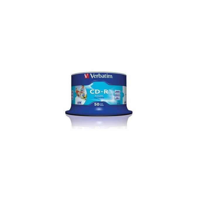 Verbatim 43438 CD-R AZO Wide Inkjet Printable no ID 700 MB 52x 50 pz colore Bianco