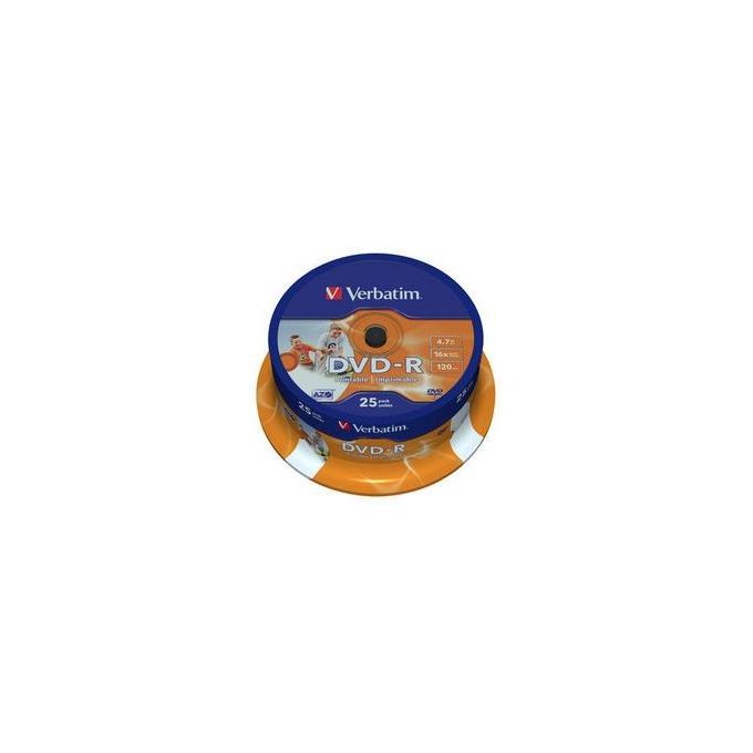 Verbatim 43538 DVD-R 4.7 GB 16x Wide Inkjet Printable Spindle 25 pezzi 120 min tecnologia AZO