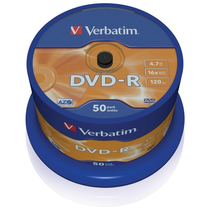 Verbatim 43548 DVD-R 4.7 GB 16x 50 pz Fuso Superficie Argento Opaco colore Argento