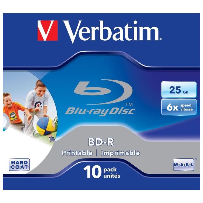 Verbatim 43713 BD-R SL 25GB 6x Stampabile 10 Pezzi Jewel Case colore Nero