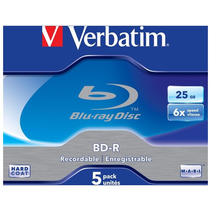 Verbatim 43715 Disco Vergine Blu-Ray BD-R 25 GB 6x Confezione da 5 pz Jewel Case