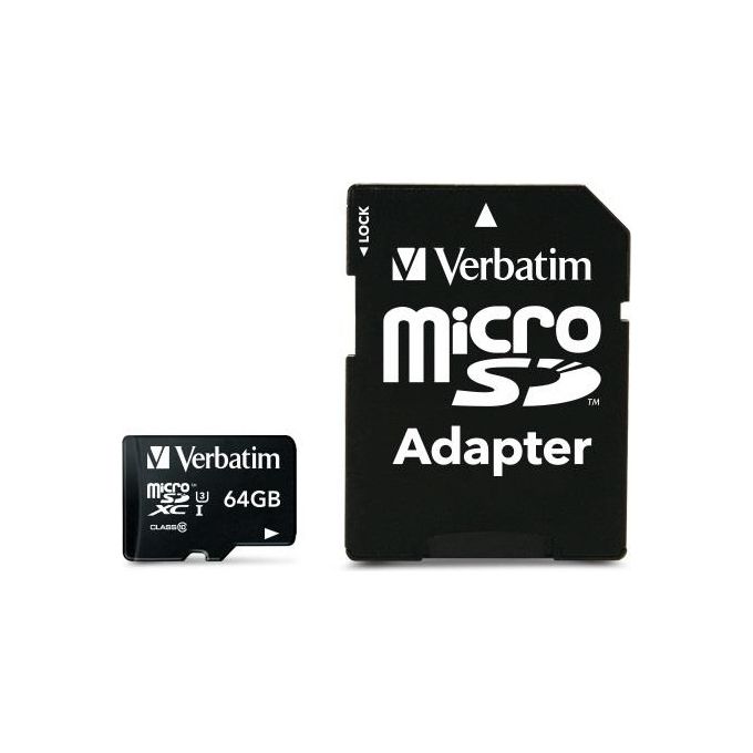 Verbatim 47042 Pro Scheda di Memoria MicroSDXC 64 GB UHS U3 Classe 10 90 MB-s con Adattatore SD colore Nero Verbatim 47042 Pro Scheda di Memoria MicroSDXC 64 GB UHS U3 Classe 10 90 MB-s con Adattatore SD colore Nero