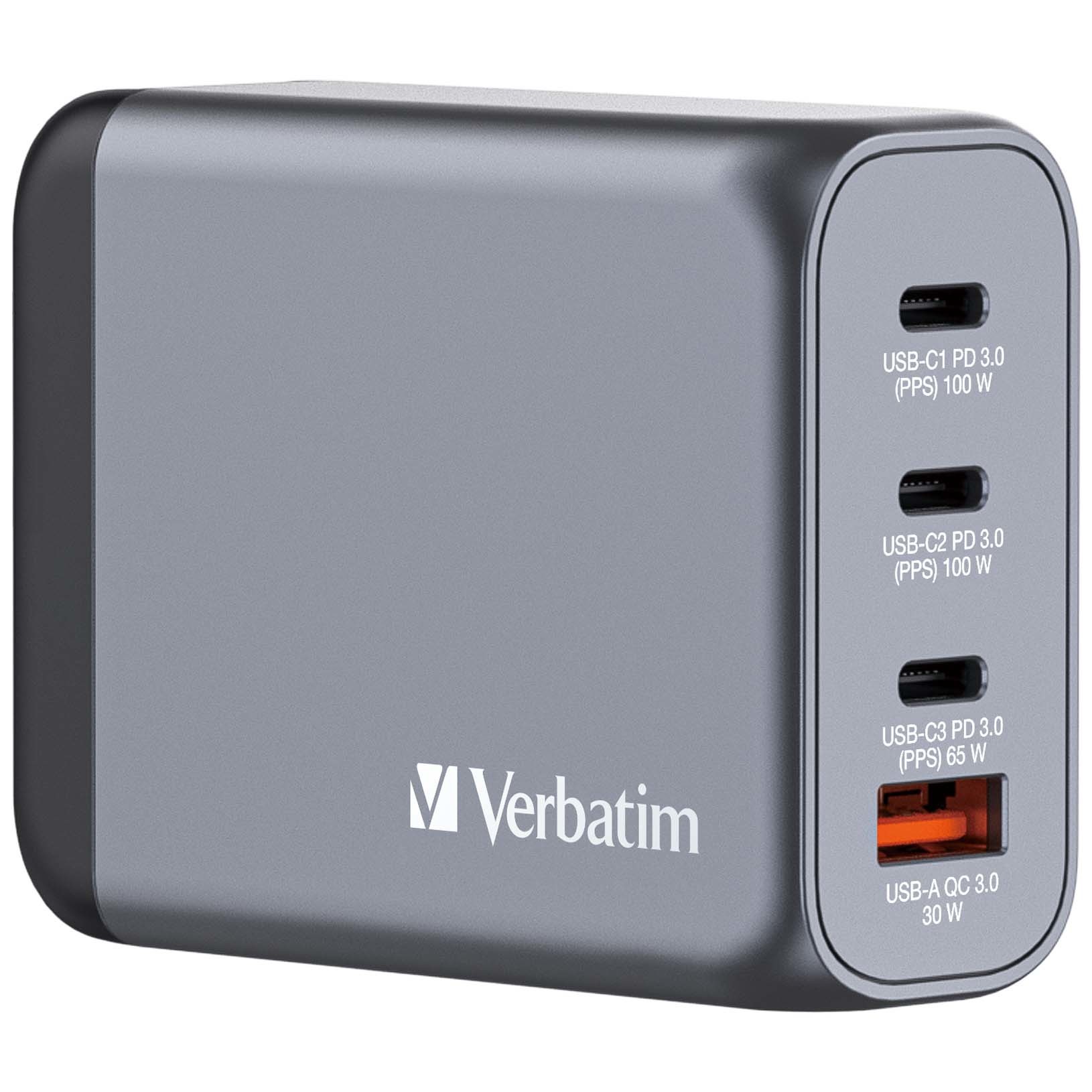 Verbatim Caricatore Da Parete Gnc-100 Gan Charger 4 Port 100W Usb A/C (Eu/Uk/Us) Verbatim Caricatore Da Parete Gnc-100 Gan Charger 4 Port 100W Usb A/C (Eu/Uk/Us)