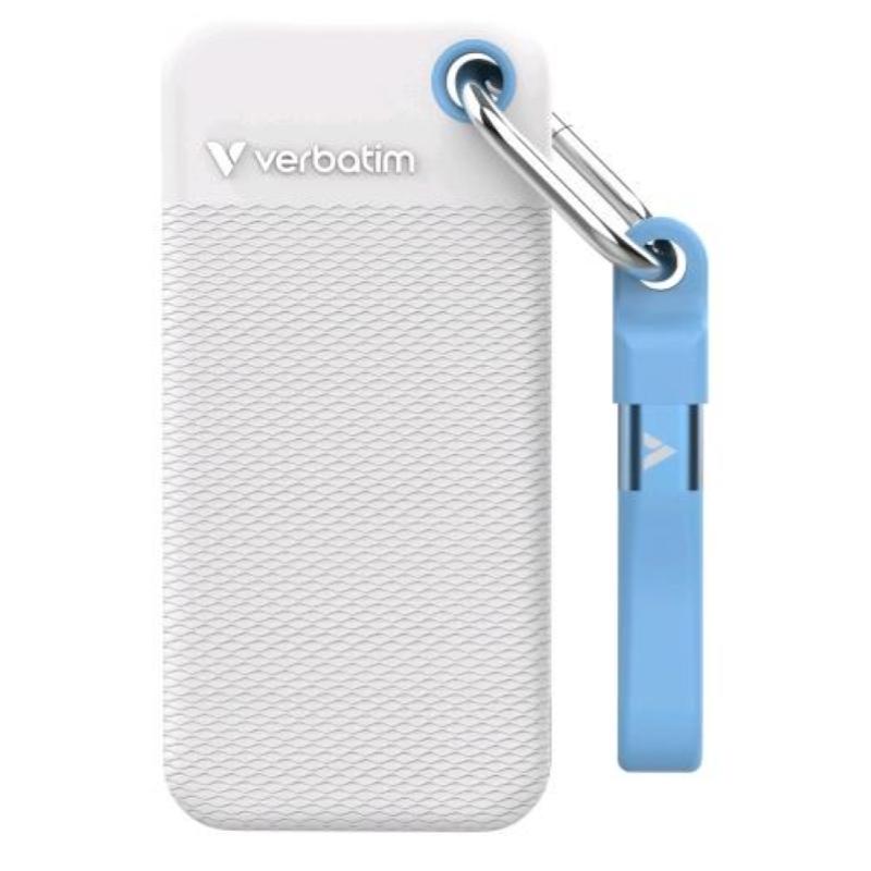 Verbatim pocket ssd 1tb esterno portatile usb-c 3.2 gen 2 (3.1 gen 2) lettura 10.000 mb/s scrittura 10.000 mb/s blu, bianco