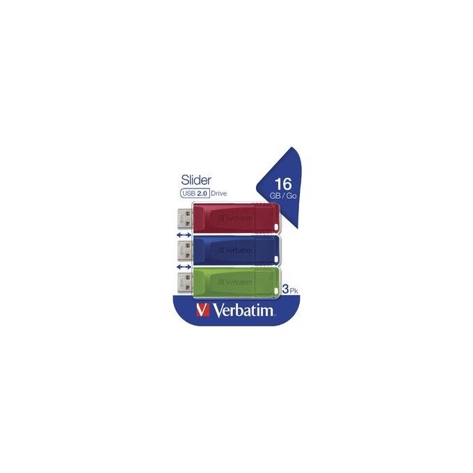 Verbatim Slider Unita' Flash Usb 16Gb Usb Tipo A 2.0 Blu Verde e Rossa