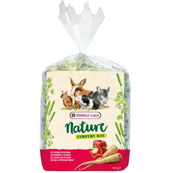 Versele Laga Nature Fieno Timothy 500 gr Peperone e pastinaca - Mangime per conigli - 1° ORDINE? scegli tra BZR5 - BZR20 + 200 pt fedeltà