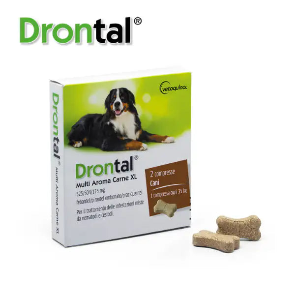 Vetoquinol Drontal Plus Vermifugo antiparassitario aroma carne Compresse per cani 2 Compresse peso oltre i 20 kg - 1° ORDINE? scegli tra BZR5 - BZR20 + 200 pt fedeltà