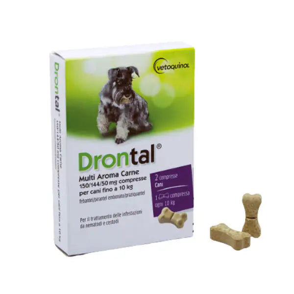 Vetoquinol Drontal Plus Vermifugo antiparassitario aroma carne Compresse per cani 2 Compresse peso inferiore a 20 kg - 1° ORDINE? scegli tra BZR5 - BZR20 + 200 pt fedeltà