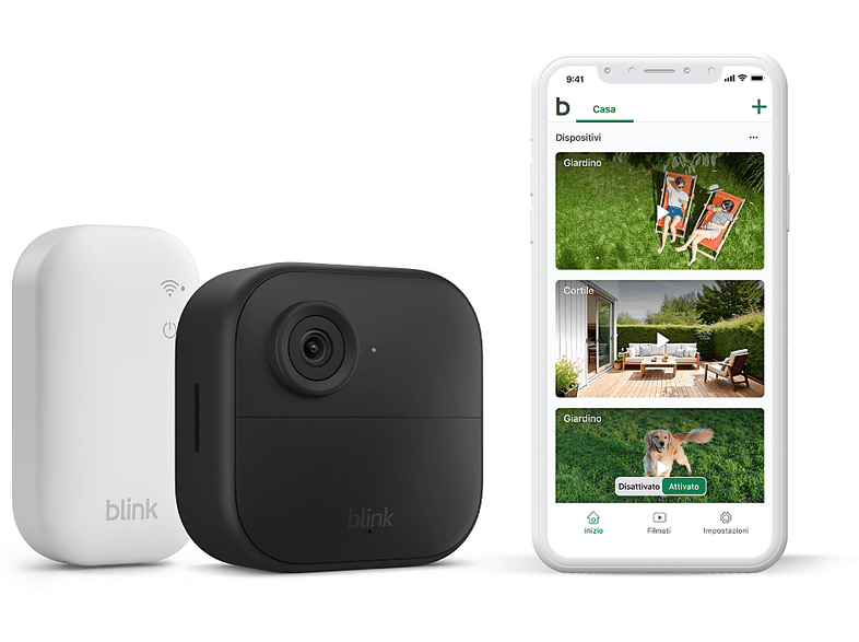 VIDEOCAMERA SORVEGLIANZA BLINK Dual-Zone Starter Kit, da Interno ed esterno, Connettività WIFI, Funzione visione notturna, Microfono integrato