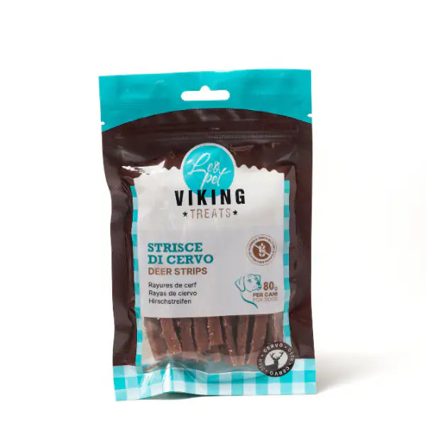 Viking Treats Snack Naturale Dog Strisce 80 gr Cervo - 1° ORDINE? scegli tra BZR5 - BZR20 + 200 pt fedeltà