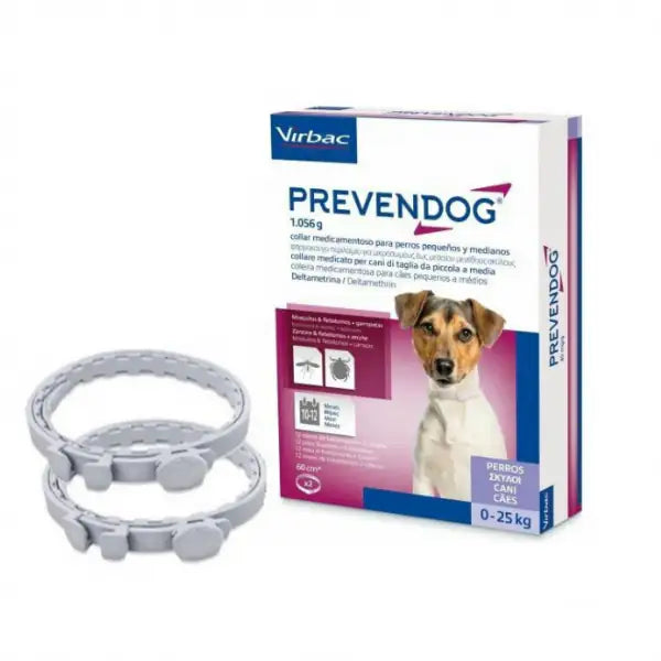 Virbac Collare Antiparassitario Prevendog 2 collari da 60 cm peso inferiore a 25 kg - Antiparassitario per cani - 1° ORDINE? scegli tra BZR5 - BZR20 + 200 pt fedeltà