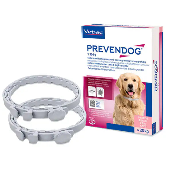 Virbac Collare Antiparassitario Prevendog 2 collari da 75 cm peso superiore a 25 kg - Antiparassitario per cani - 1° ORDINE? scegli tra BZR5 - BZR20 + 200 pt fedeltà Virbac Collare Antiparassitario Prevendog 2 collari da 75 cm peso superiore a 25 kg - Antiparassitario per cani - 1° ORDINE? scegli tra BZR5 - BZR20 + 200 pt fedeltà