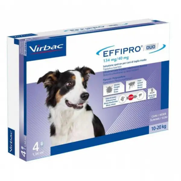 Virbac Effipro Duo Spot-On antiparassitario spot-on Cani 4 pipette peso 10-20 kg - Antiparassitario per cani - 1° ORDINE? scegli tra BZR5 - BZR20 + 200 pt fedeltà