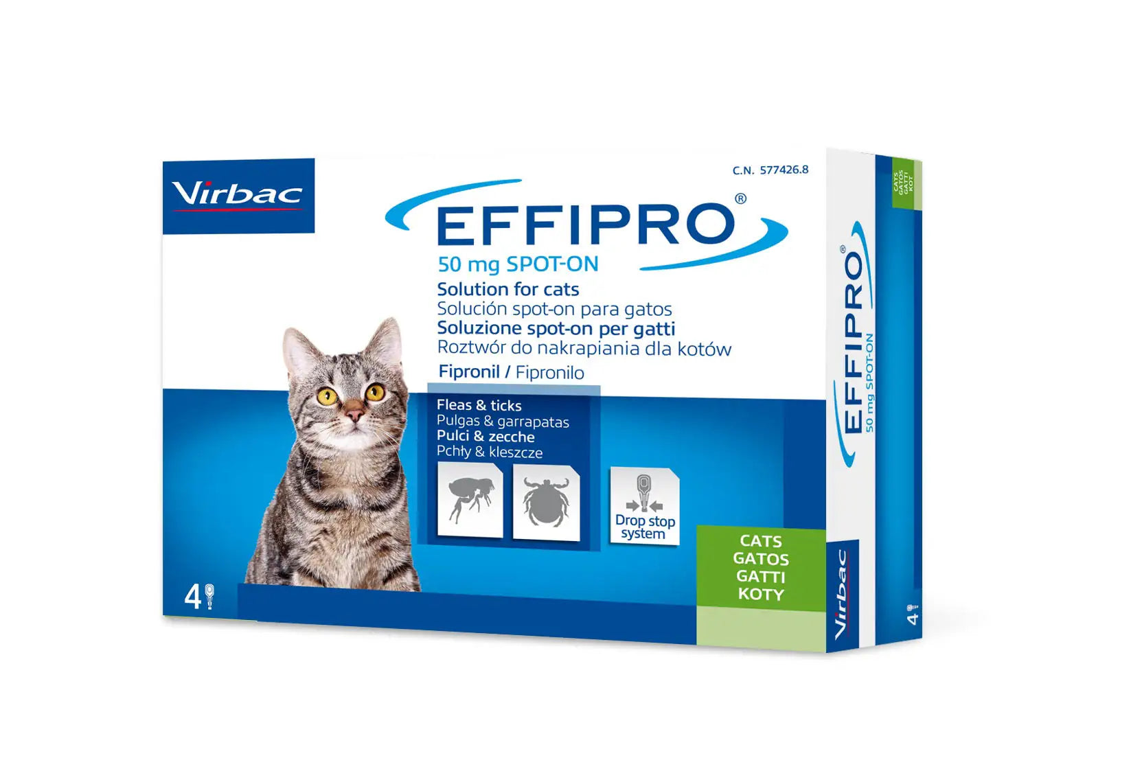 Virbac Effipro Spot-On Gatti 4 pipette peso 2-8 kg - Antiparassitario per gatti - 1° ORDINE? scegli tra BZR5 - BZR20 + 200 pt fedeltà