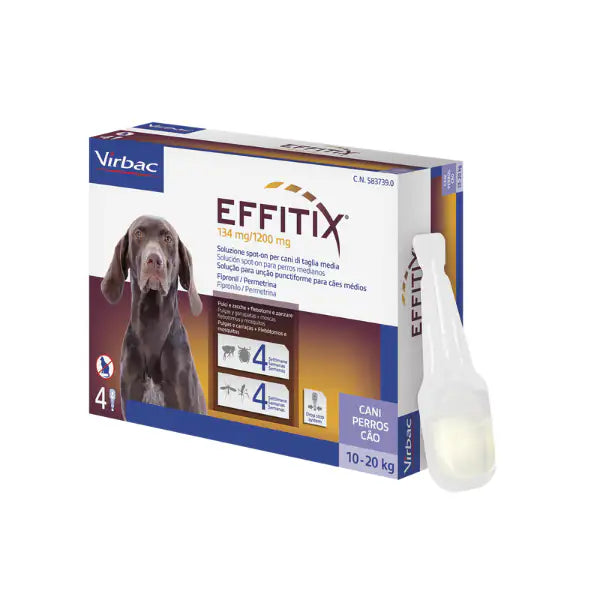Virbac Effitix Spot-On Cani 4 pipette peso 10-20 kg - Antiparassitario per cani - 1° ORDINE? scegli tra BZR5 - BZR20 + 200 pt fedeltà Virbac Effitix Spot-On Cani 4 pipette peso 10-20 kg - Antiparassitario per cani - 1° ORDINE? scegli tra BZR5 - BZR20 + 200 pt fedeltà
