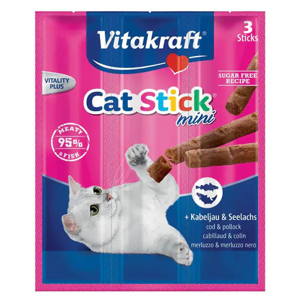 Vitakraft Cat Stick Mini 18 gr Merluzzo e merluzzo nero - 1° ORDINE? scegli tra BZR5 - BZR20 + 200 pt fedeltà