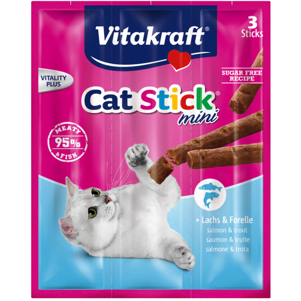 Vitakraft Cat Stick Mini 18 gr Salmone e trota - 1° ORDINE? scegli tra BZR5 - BZR20 + 200 pt fedeltà
