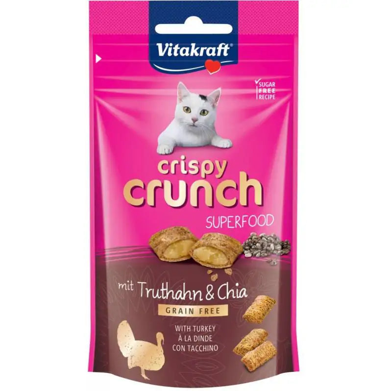Vitakraft Gatto Crispy Crunch 60 gr Tacchino e chia - 1° ORDINE? scegli tra BZR5 - BZR20 + 200 pt fedeltà