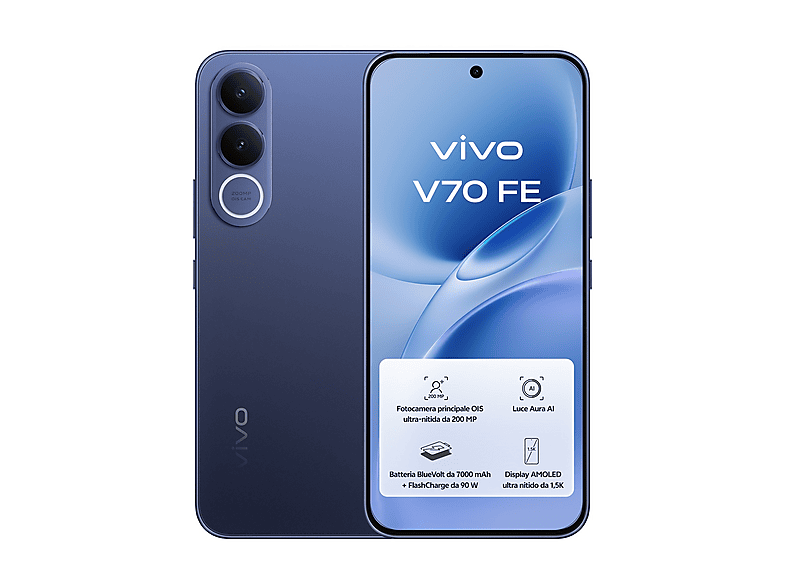 VIVO V70 FE Special Pack, Buds Air3 + 90W Flash Charger, 512 GB, Blu