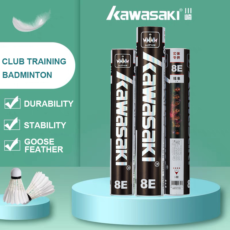 Volano da Badminton Kawasaki in Piuma d'Oca per Club e Allenamento KING 8E/10E, Volano Durevole per Badminton