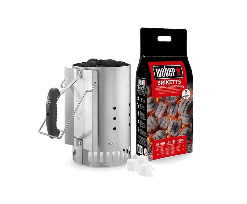 Weber - Kit Ciminiera Accensione, 2kg Bricchetti-argento