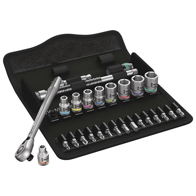 Wera 05004021001 Zyklop Metal Set Cricchetto con Leva di Inversione 1-4'' 28 Pezzi Materiale Acciaio Cromo-Molibdeno Colore Acciaio