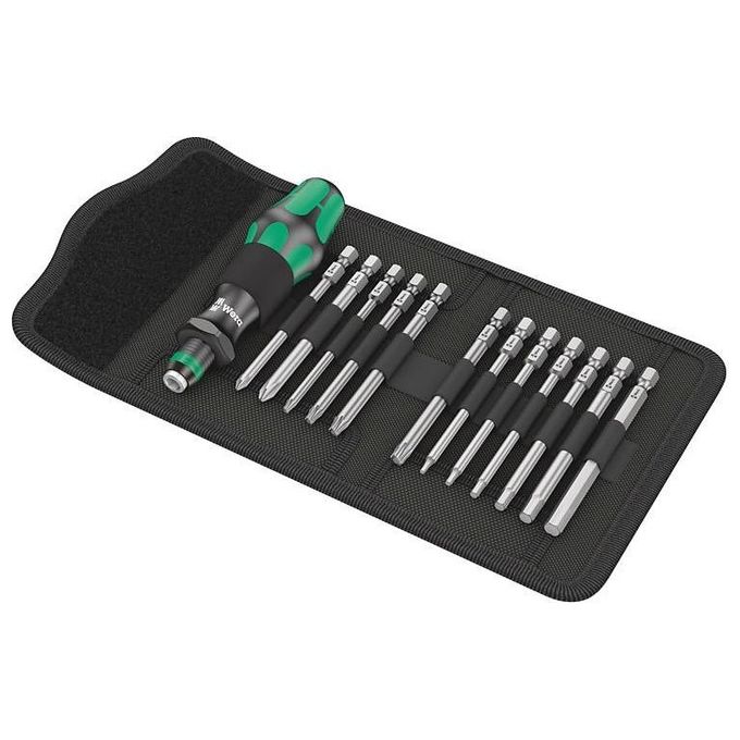 Wera 05004171001 Bicycle Set 2 Set di Attrezzi per Biciclette 13 Pezzi con Bit PH TX Hex Supporto Rapidaptor Custodia Colore Nero Verde