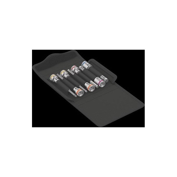 Wera 05004176001 Bicycle Set 8 Set di attrezzi per bici 7 pezzi con bussole Torx ed esagonali profilo extra sottile 30 mm attacco 3-8'' colore Nero