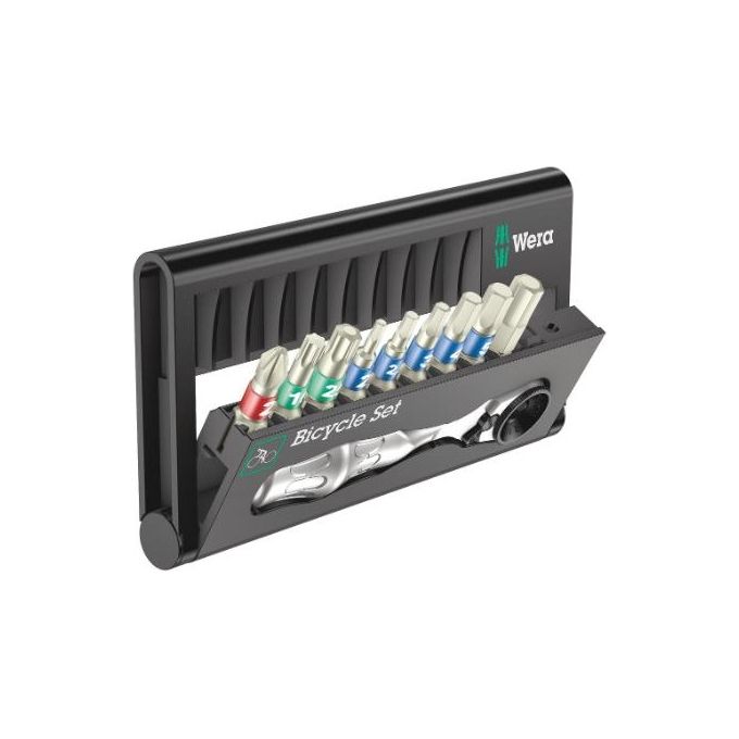 Wera 05004177001 Bicycle Set 9 Set di Attrezzi per Bicicletta 10 Pezzi con Chiave Dinamometrica Zyklop Mini 1 e Punte in Acciaio Inossidabile colore Nero