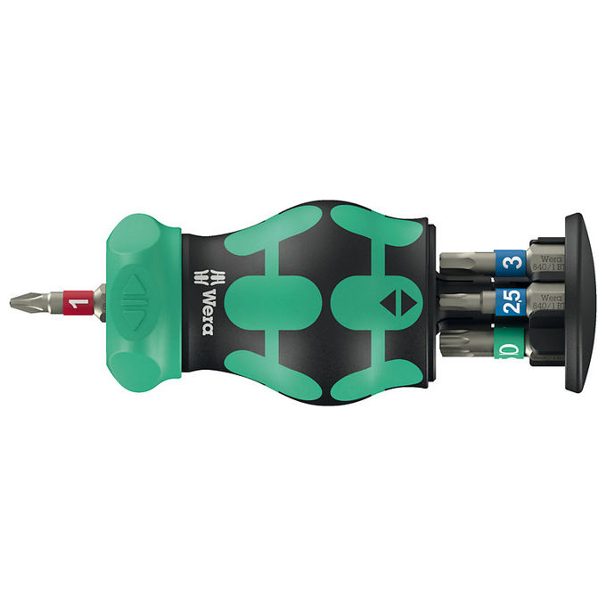 Wera 05004186001 Bicycle Set 5 Set di bit 7 pezzi con cricchetto e portainserti magnetico colore Nero-Verde