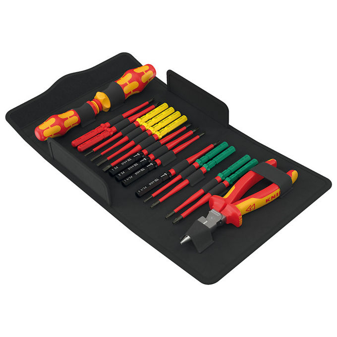 Wera 05006610001 Kraftform Kompakt VDE 17 extra slim 2 Set di utensili 17 pezzi per lavori elettrici fino a 1000 V colore Rosso Giallo Wera 05006610001 Kraftform Kompakt VDE 17 extra slim 2 Set di utensili 17 pezzi per lavori elettrici fino a 1000 V colore Rosso Giallo